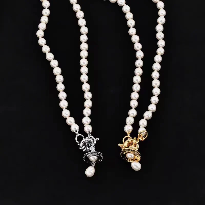 VIVI Saturn Pendant Baroque Pearl Necklace | Best Replica Jewelry™