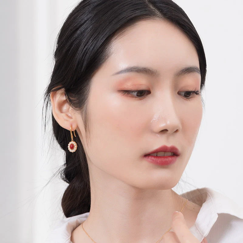 Pearl and Red Coral Earrings