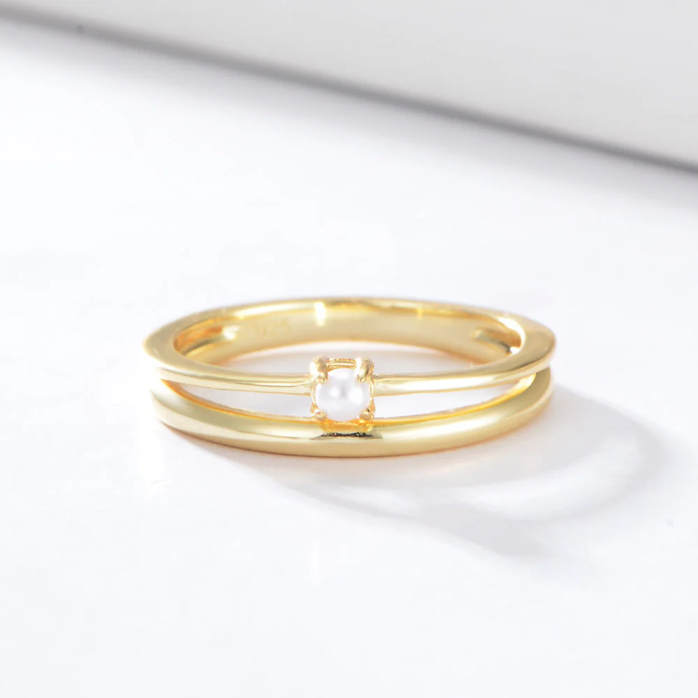 2 Layer Dainty Pearl Ring Gold