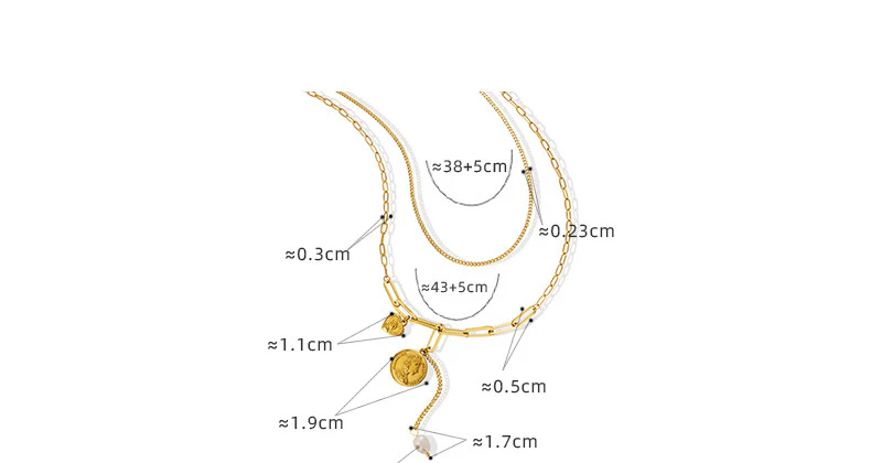 Two Layered Stacked Portrait Coin Pendant Necklaces