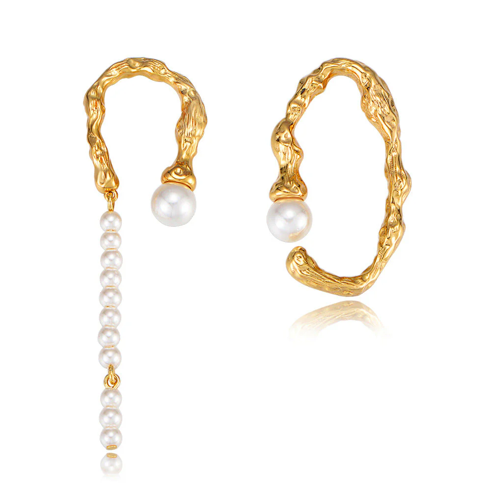 Geometric Asymmetric Pearl Earrings