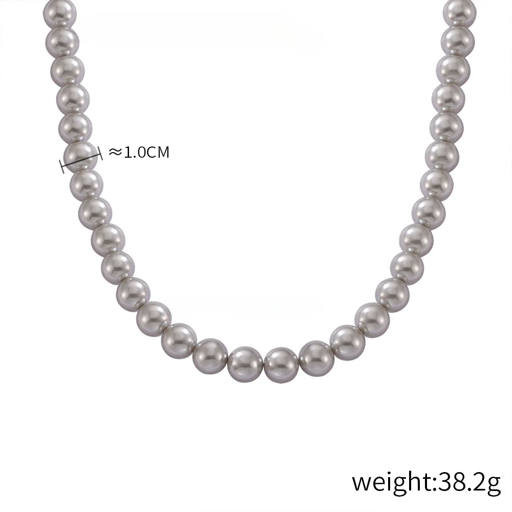 8mm 10mm 12mm White Grey Brown Pearl Bead Necklace