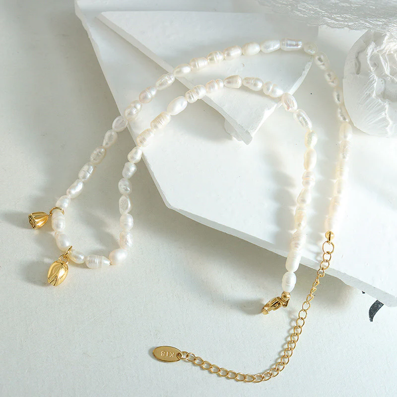 Lotus Pod Pendant Baroque Pearl Necklace