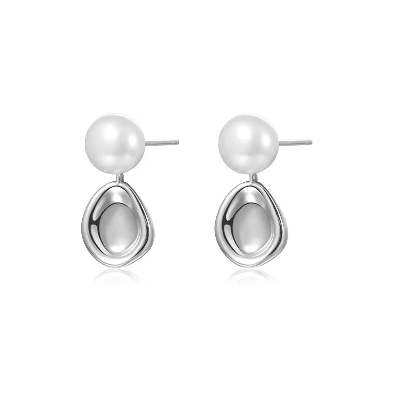 Geometric Teardrop Freshwater Pearl Earrings