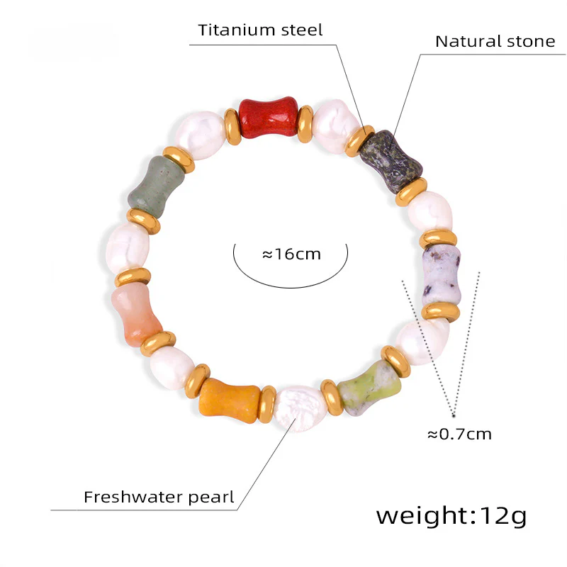 Natural Color Stone and Baroque Pearl Bracelet