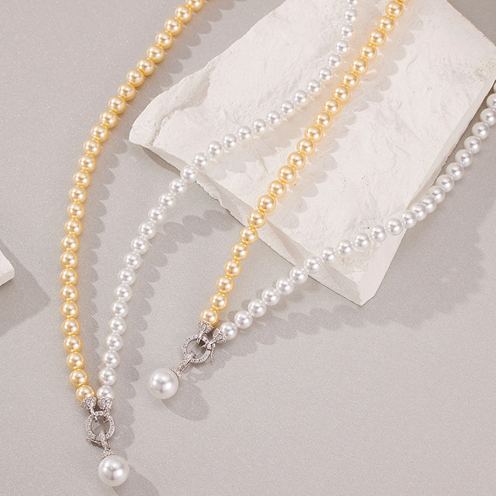 Half Gold Half White Pearl Necklace