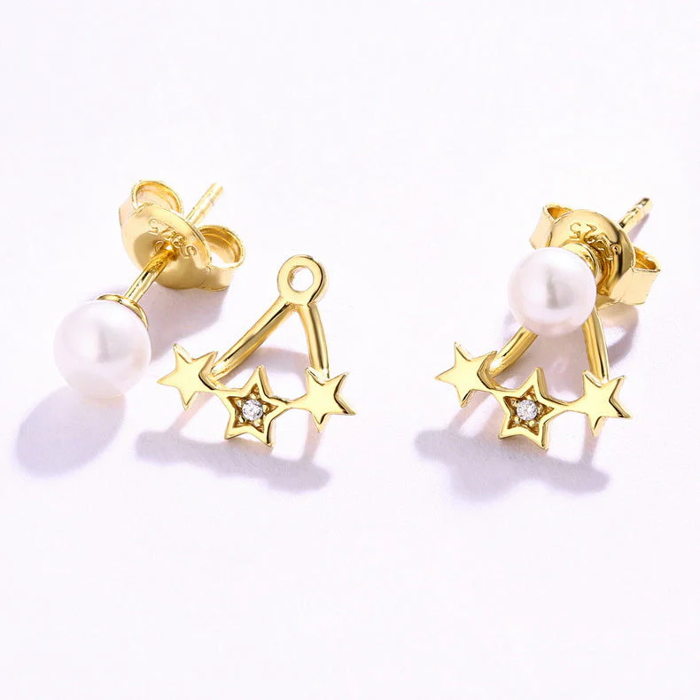 3 Star Pearl Earrings