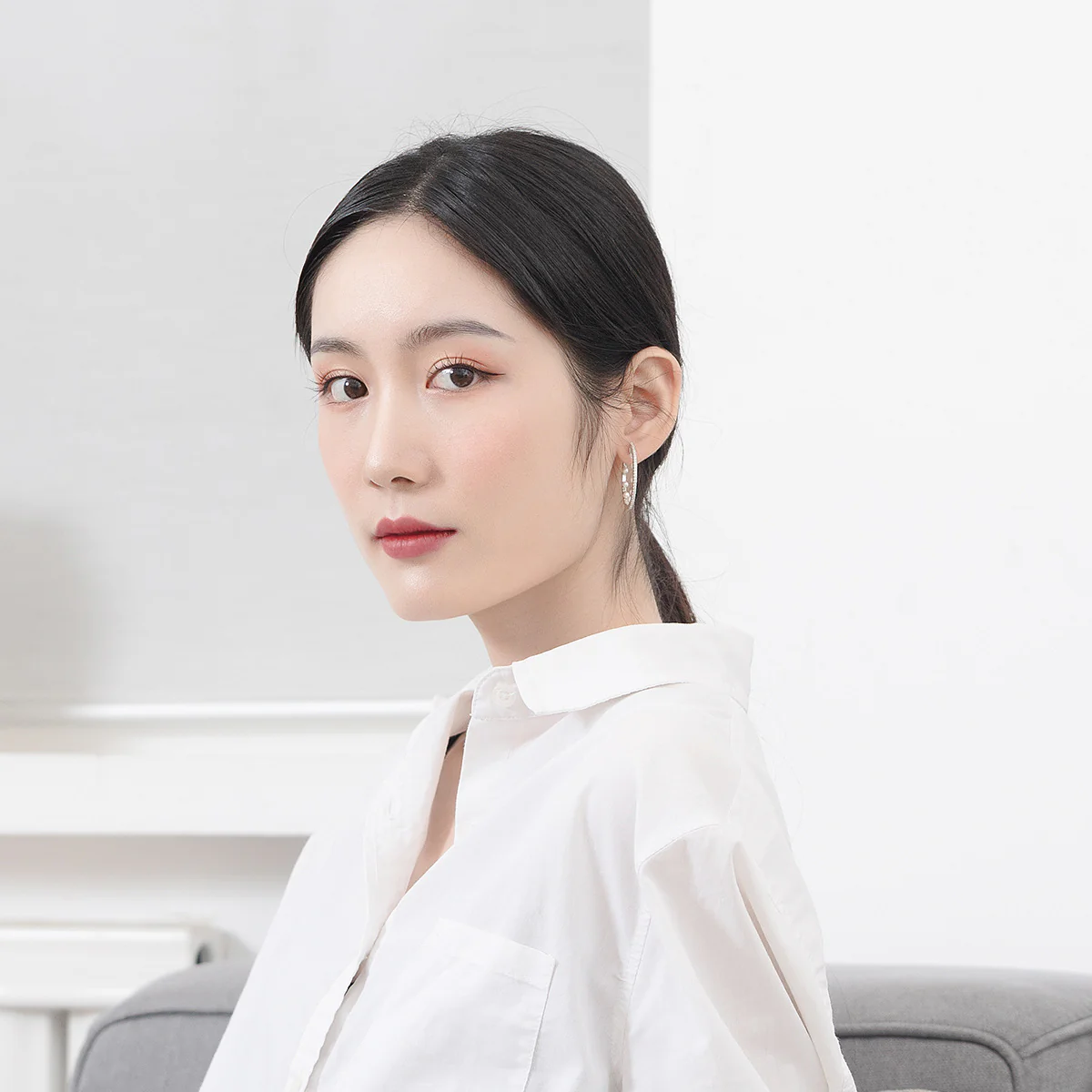 Silver Pearl Earring Hoops