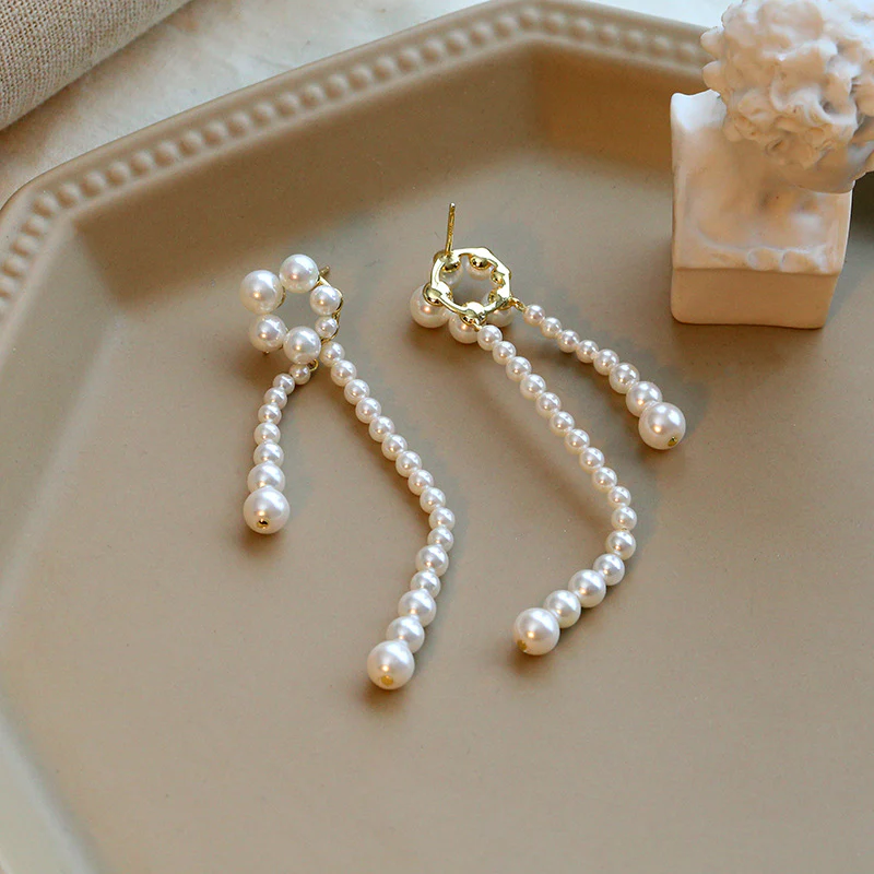 Flower Pearl String Earrings