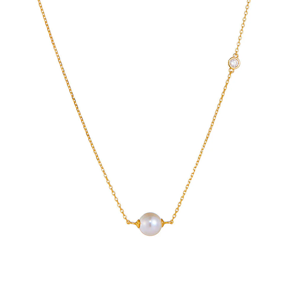 Minimalistic Style Single Pearl Pendant Necklace