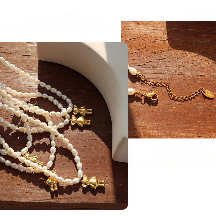 Freshwater Pearl Teddy Bear Necklace
