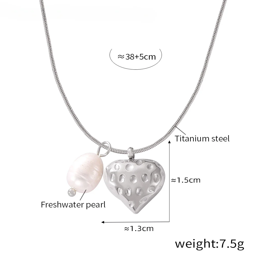 Lovely Pearl Charm Heart Pendant Necklace and Earring Set