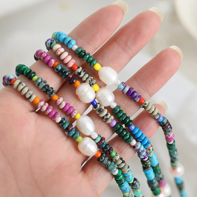 Colorful Natural Turquoise Freshwater Pearl Necklace