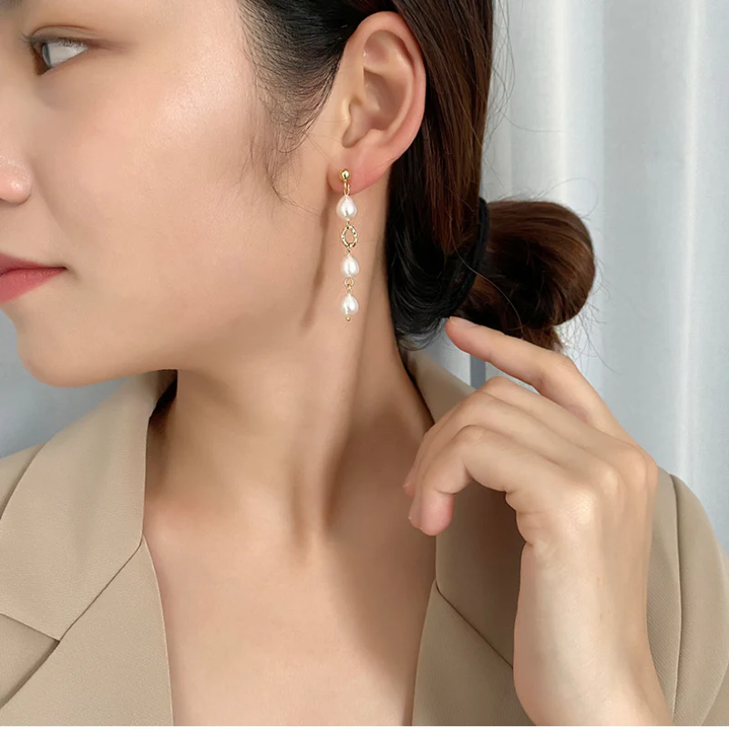 3 Pearl Drop Earrings