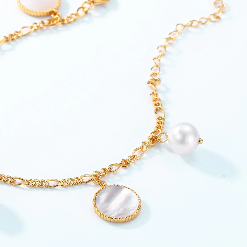 Flower and Pearl Charm Bracelet