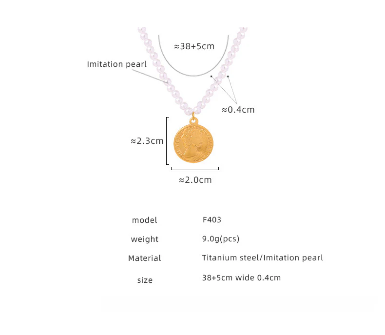 Pearl Necklace With Gold Round Portrait Pendant