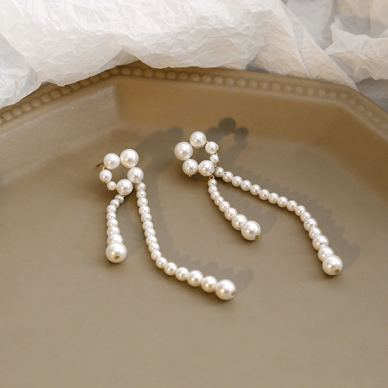 Flower Pearl String Earrings