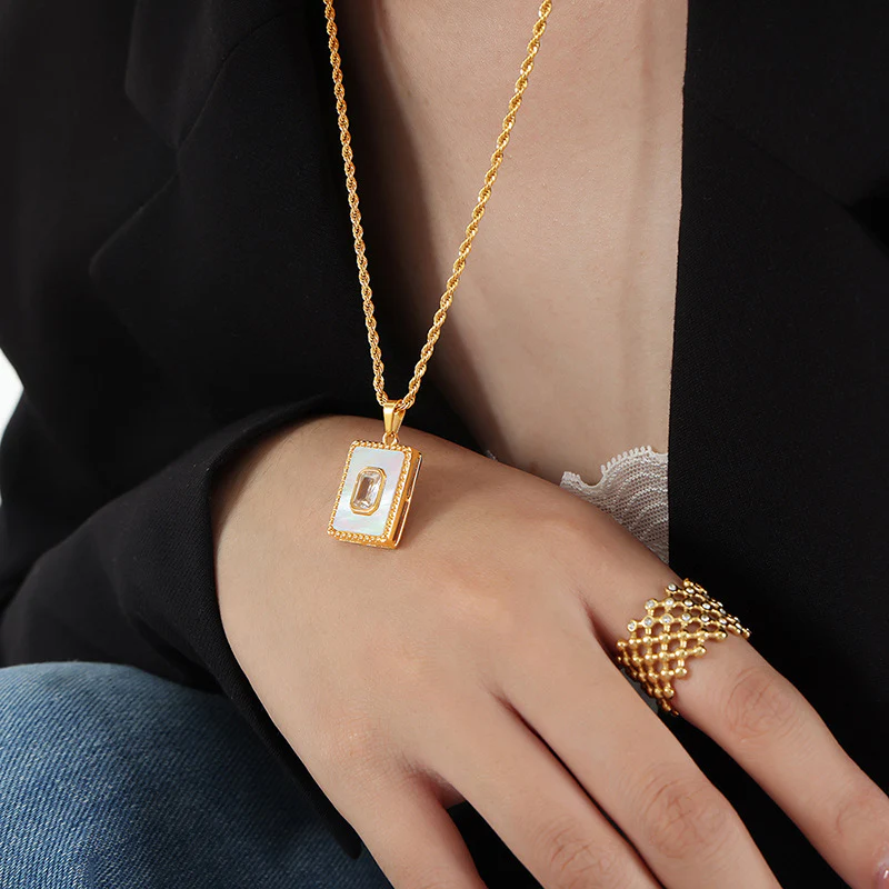 Square Mother of Pearl Necklace