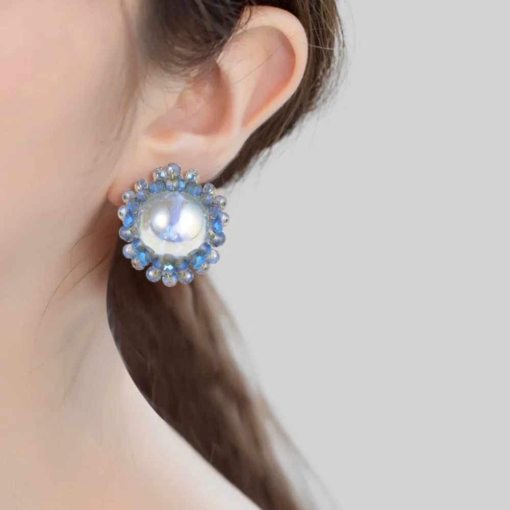 Big Pearl Crystal Earrings