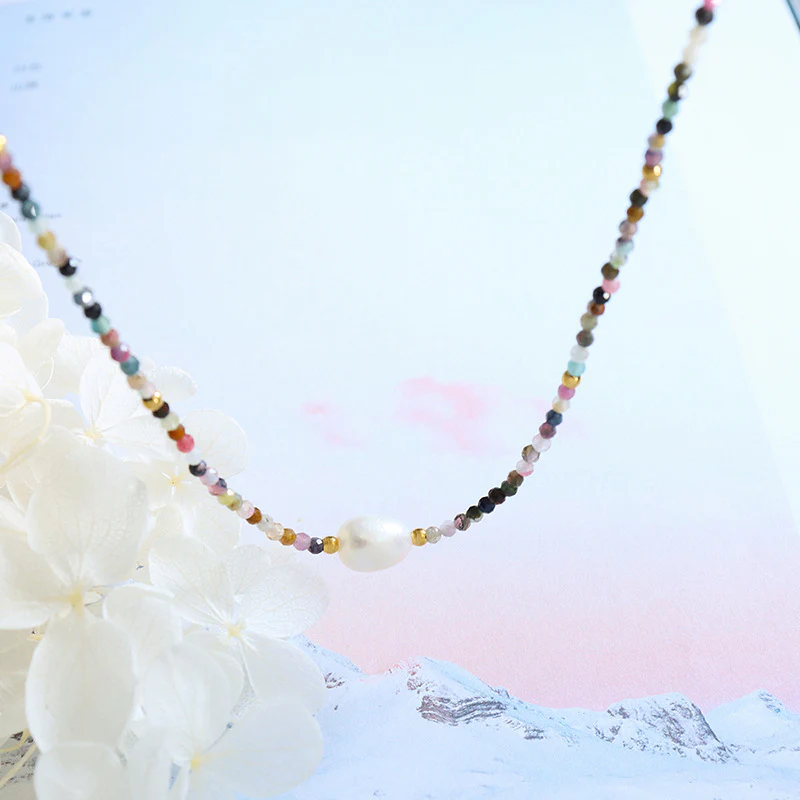 Freshwater Pearl and Tourmaline Necklace