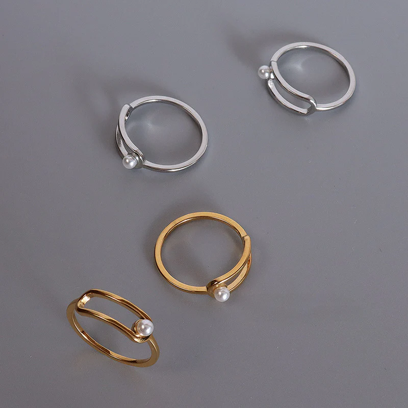 Geometric Simple Pearl Ring