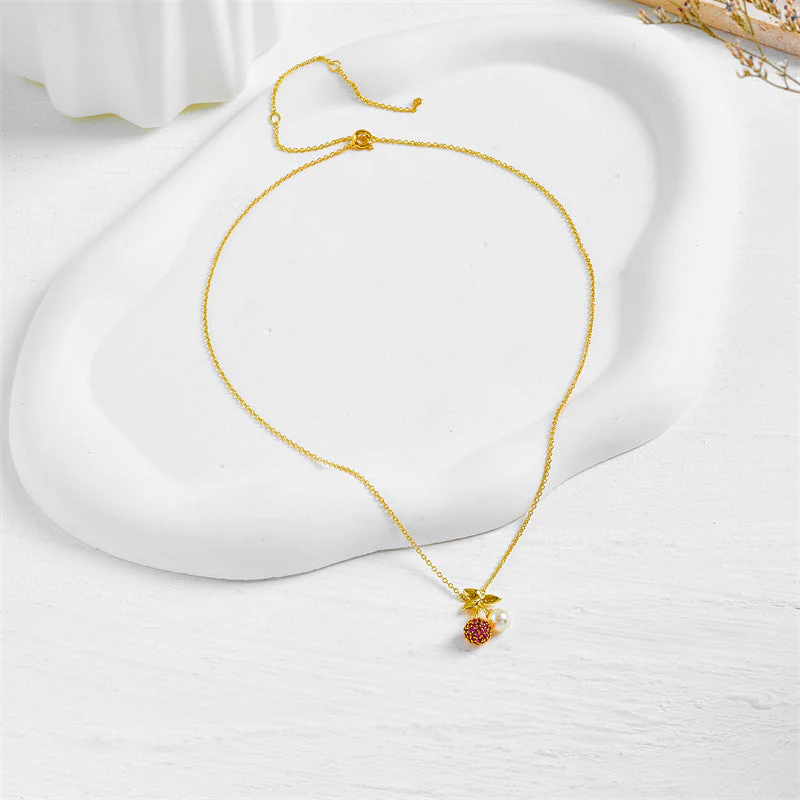 Cherry Dainty Pearl Necklace