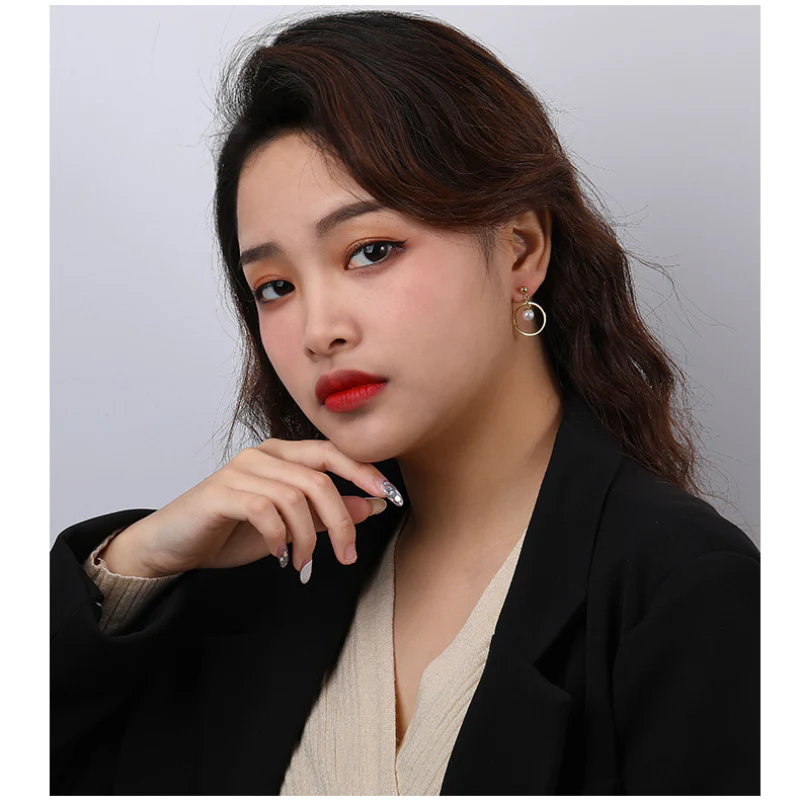 Gold Hoop and Pearl Earrings