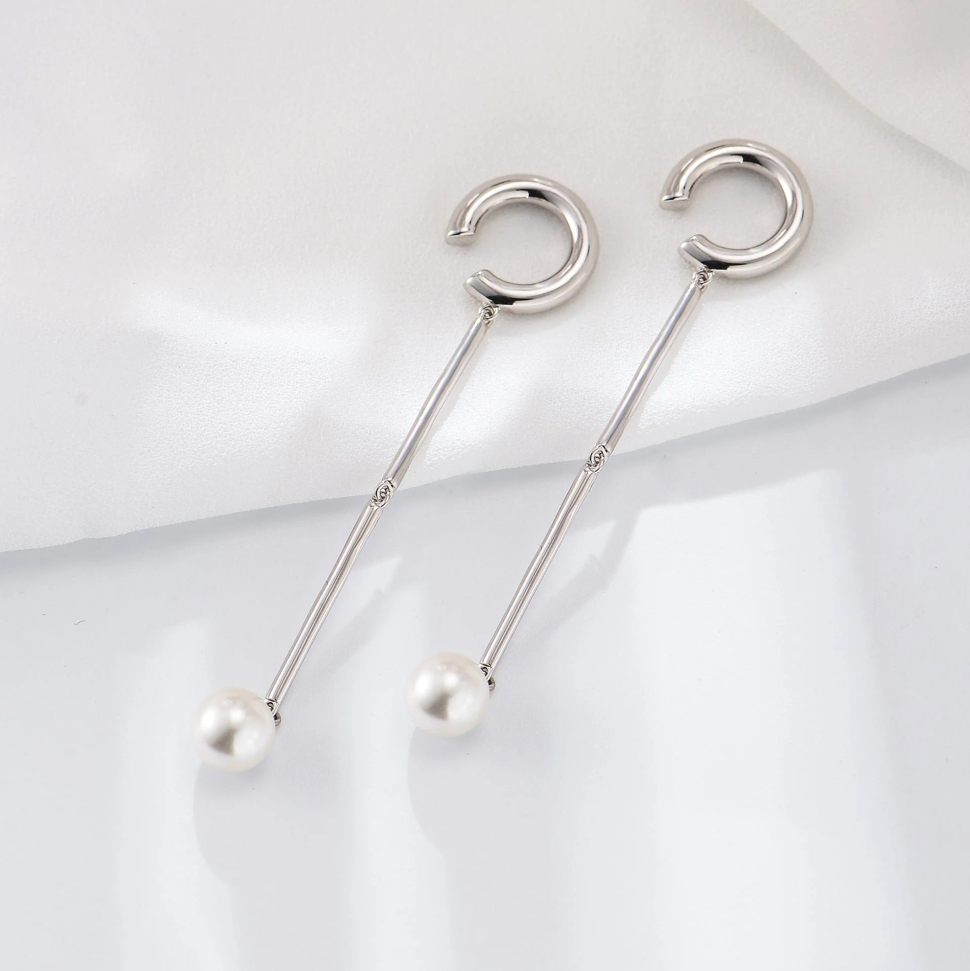 Long Drop Pearl Tassel Earrings