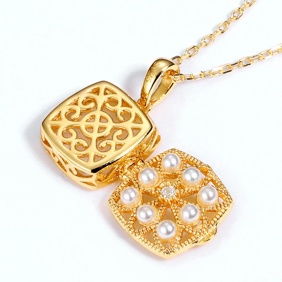 Hollow Magic Box Pearl Pendant