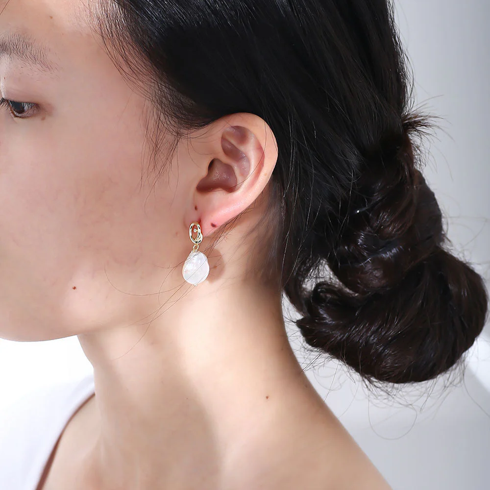 Baroque Pearl Flat Pearl Earrings