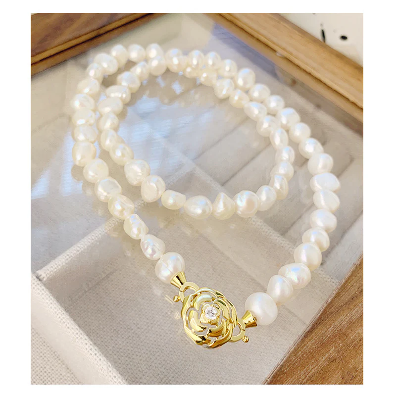 Luxury Princess Camellia Baroque Pearl Choker Necklace