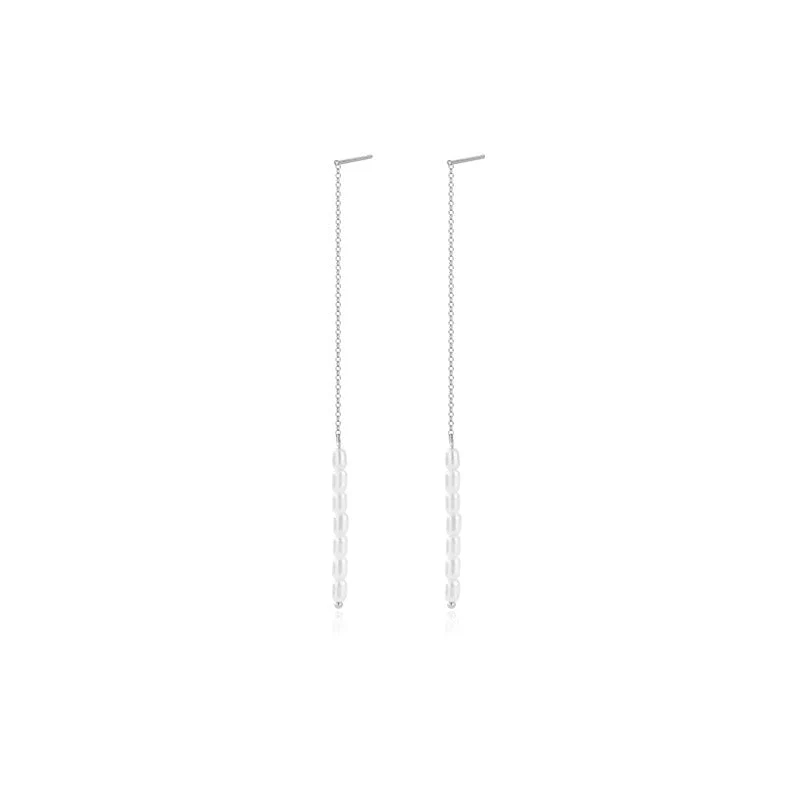 Rice Pearl Linear Earrings