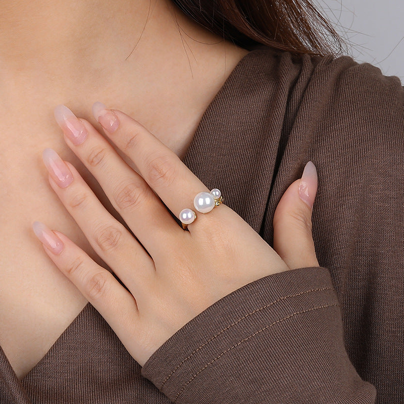 3 Pearls Open Pearl Ring