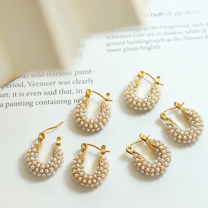Fashion Shoulder Bag Shaped Pearl Earring