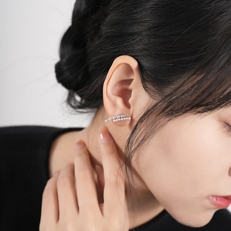 Diamond And Pearl Climber Earrings