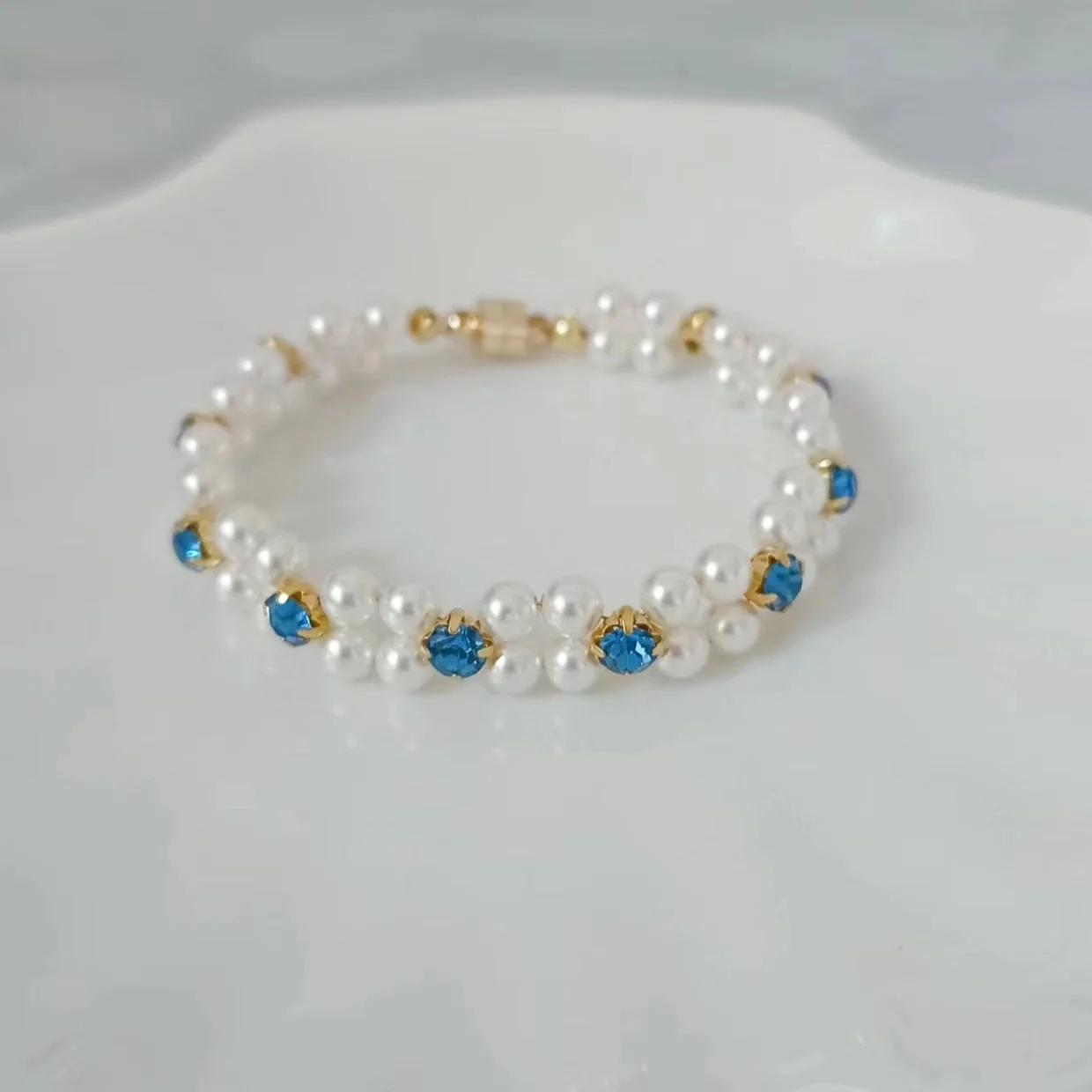 Handmade Diamond Pearl Bracelet