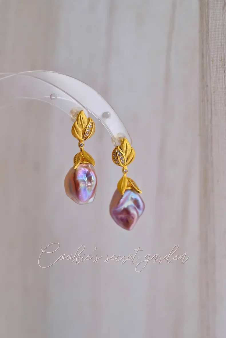 【Monet Garden Collection】 Handmade Classic Romantic Baroque Pearl Earrings