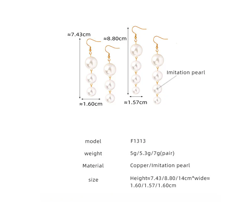 Gradient Sizes Pearl Tassel Earring