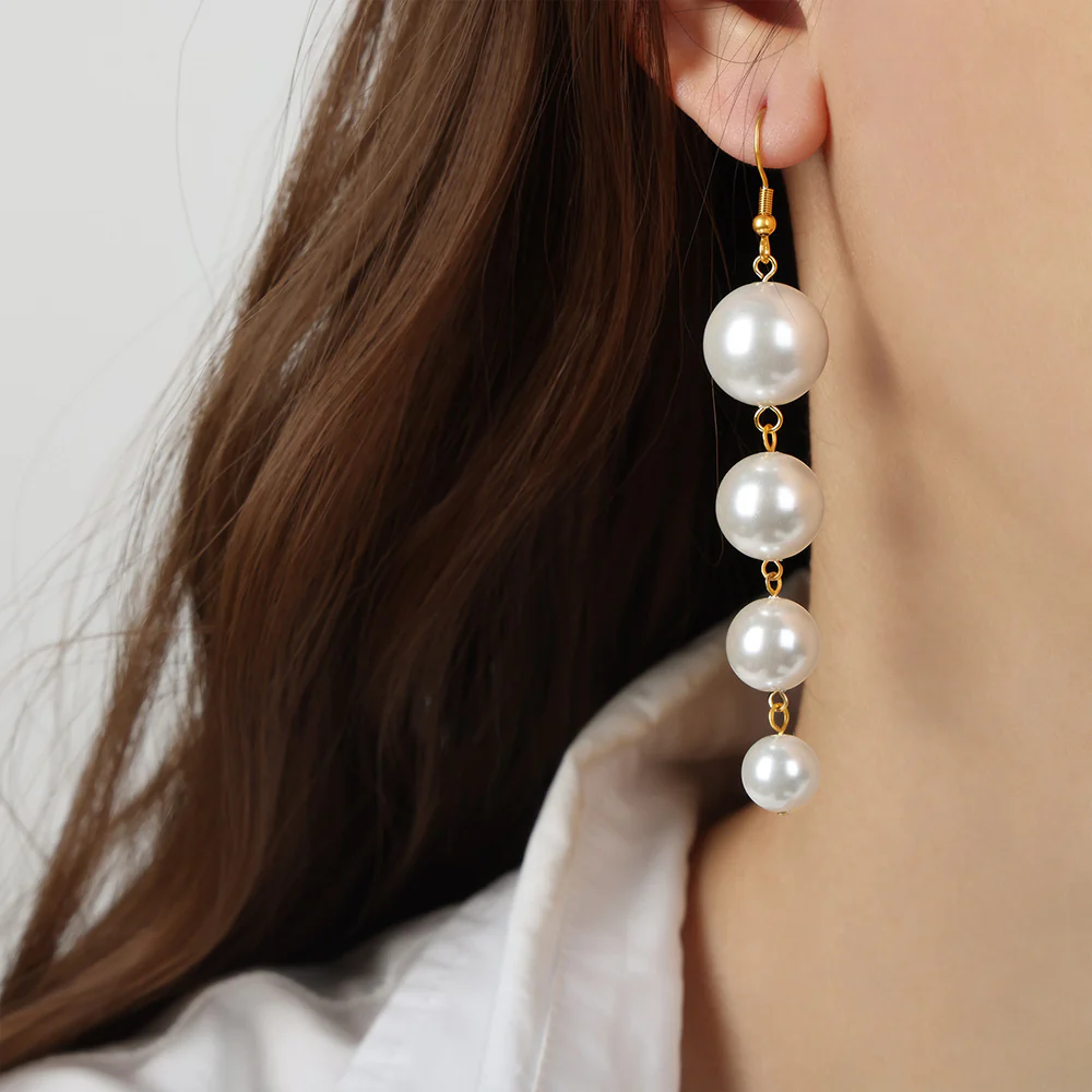 Gradient Sizes Pearl Tassel Earring