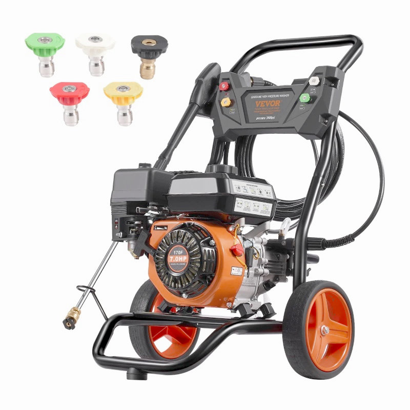 VEVOR Benzin-Hochdruckreiniger 3400 PSI, 2,6 GPM, 10 L/min, Aluminiumpumpe, Pistole, Verlängerungsstab, 5 Düsen
