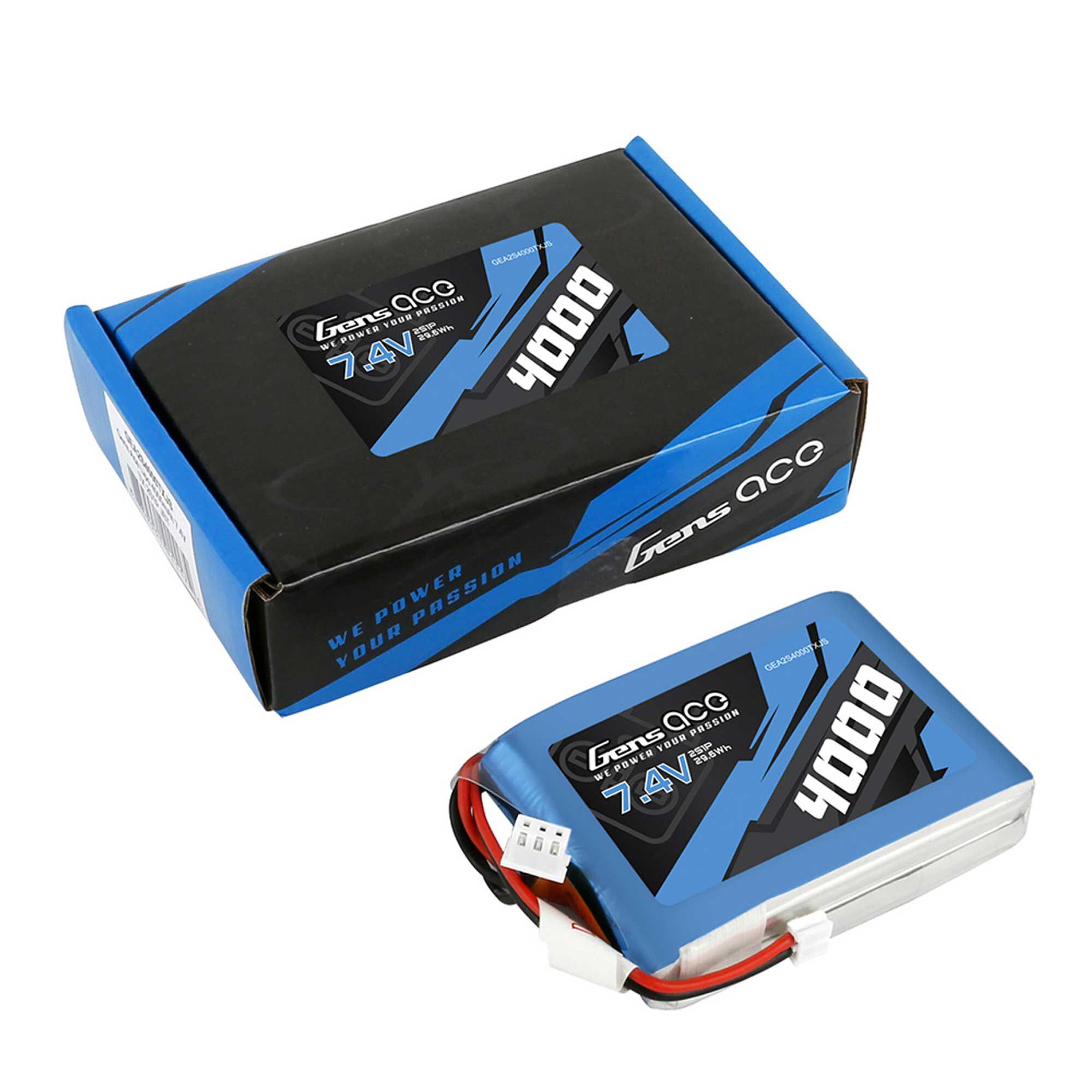 Gens ace 7.4V 4000mAh 2S Transmitter LiPo Battery: JST-EHR (DX9, DX8, DX7S, DX7)