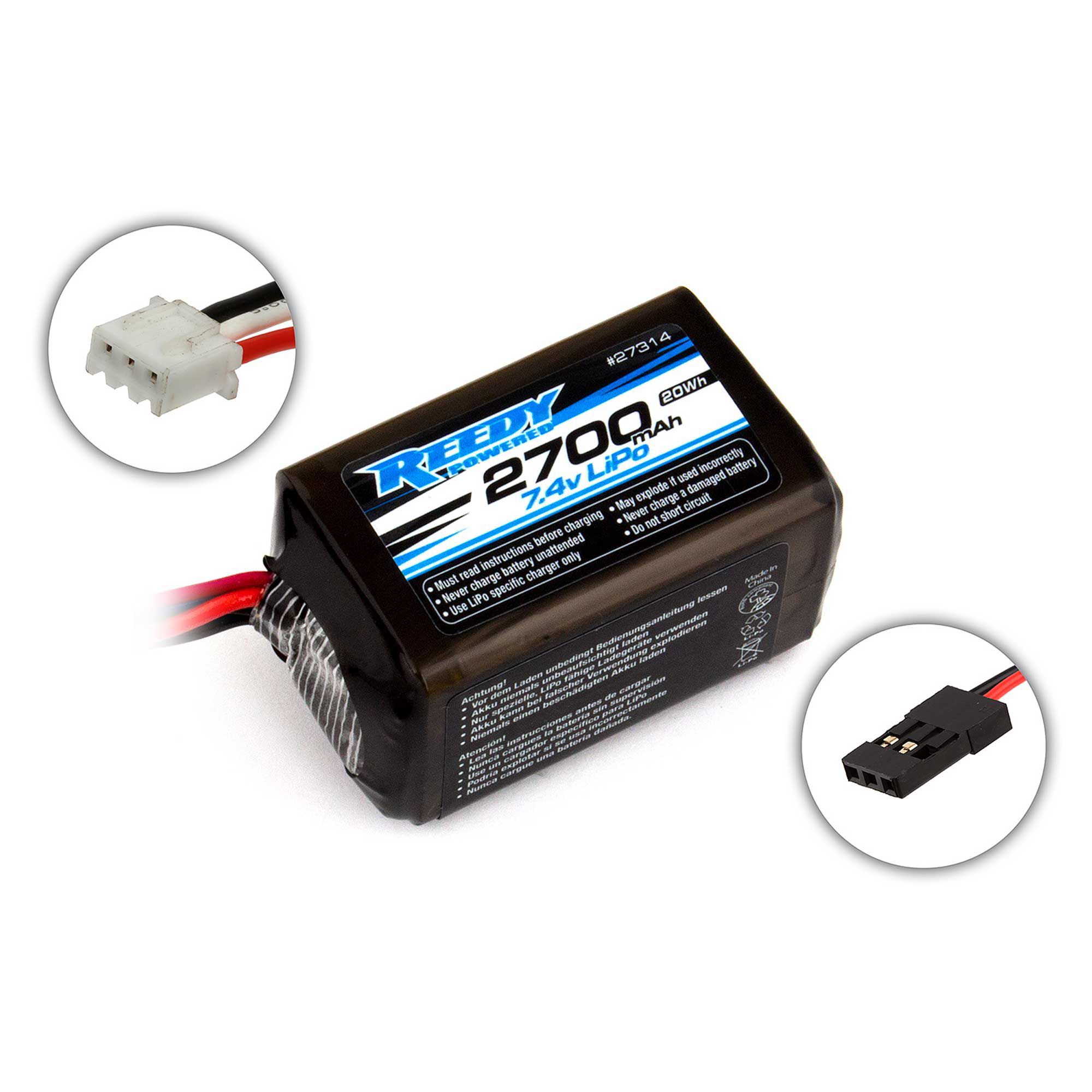 Team Associated 7.4V 2700mAH 2S Reedy LiPo Hump Receiver Battery: Universal Receiver