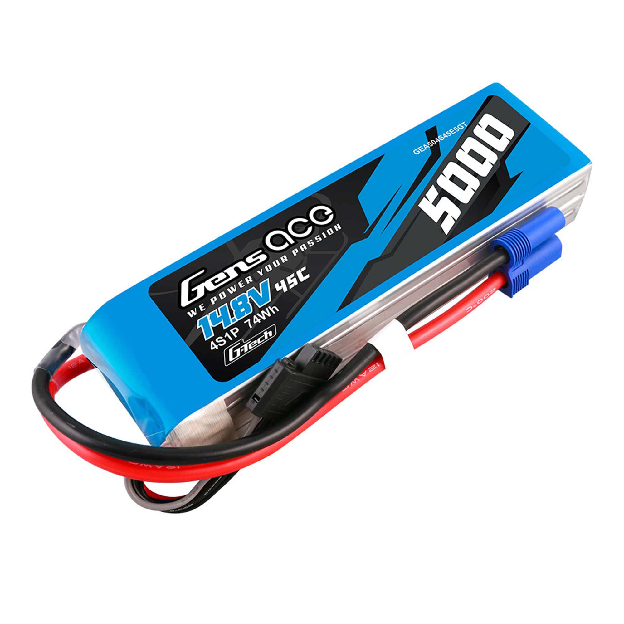 Gens ace 14.8V 5000mAh 4S 45C G-Tech Smart LiPo Battery: EC5
