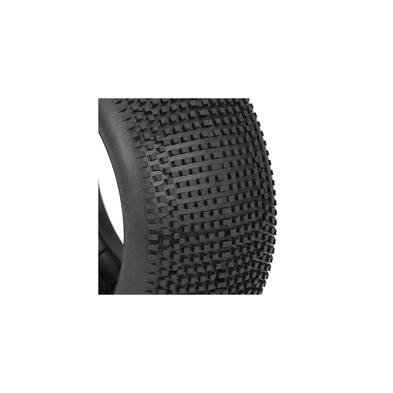 AKA PRODUCTS, INC. 1/8 EVO Impact Super Soft Long Wear Pre-Mounted Tires, Yellow Wheels (2): Truggy