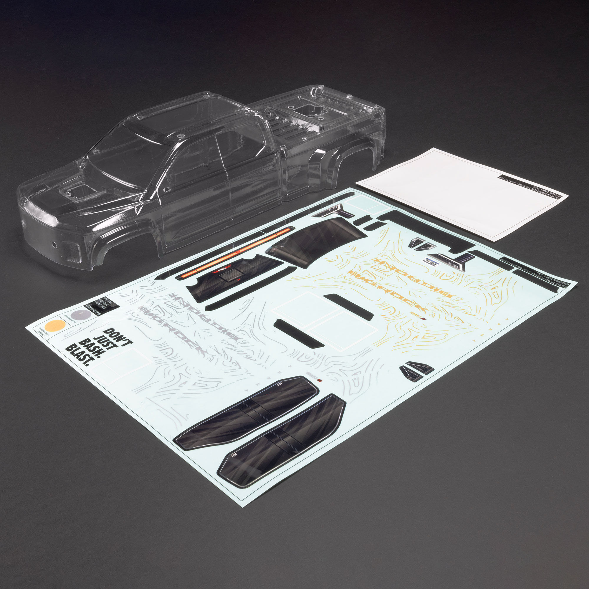 ARRMA BIG ROCK CREW 4X4 Cab Trimmed Body, Clear