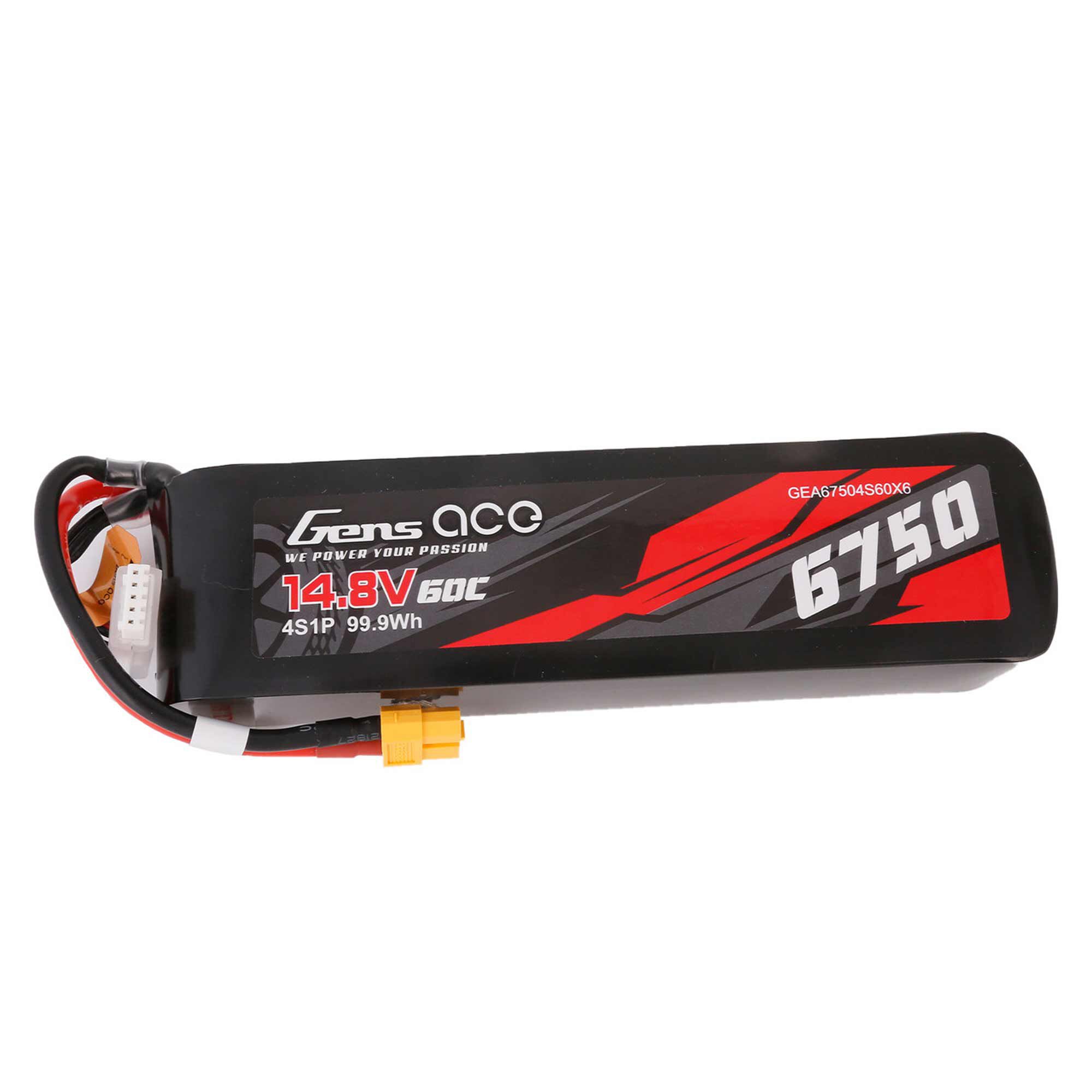 Gens ace 14.8V 6750mAh 4S 60C LiPo Battery: XT60