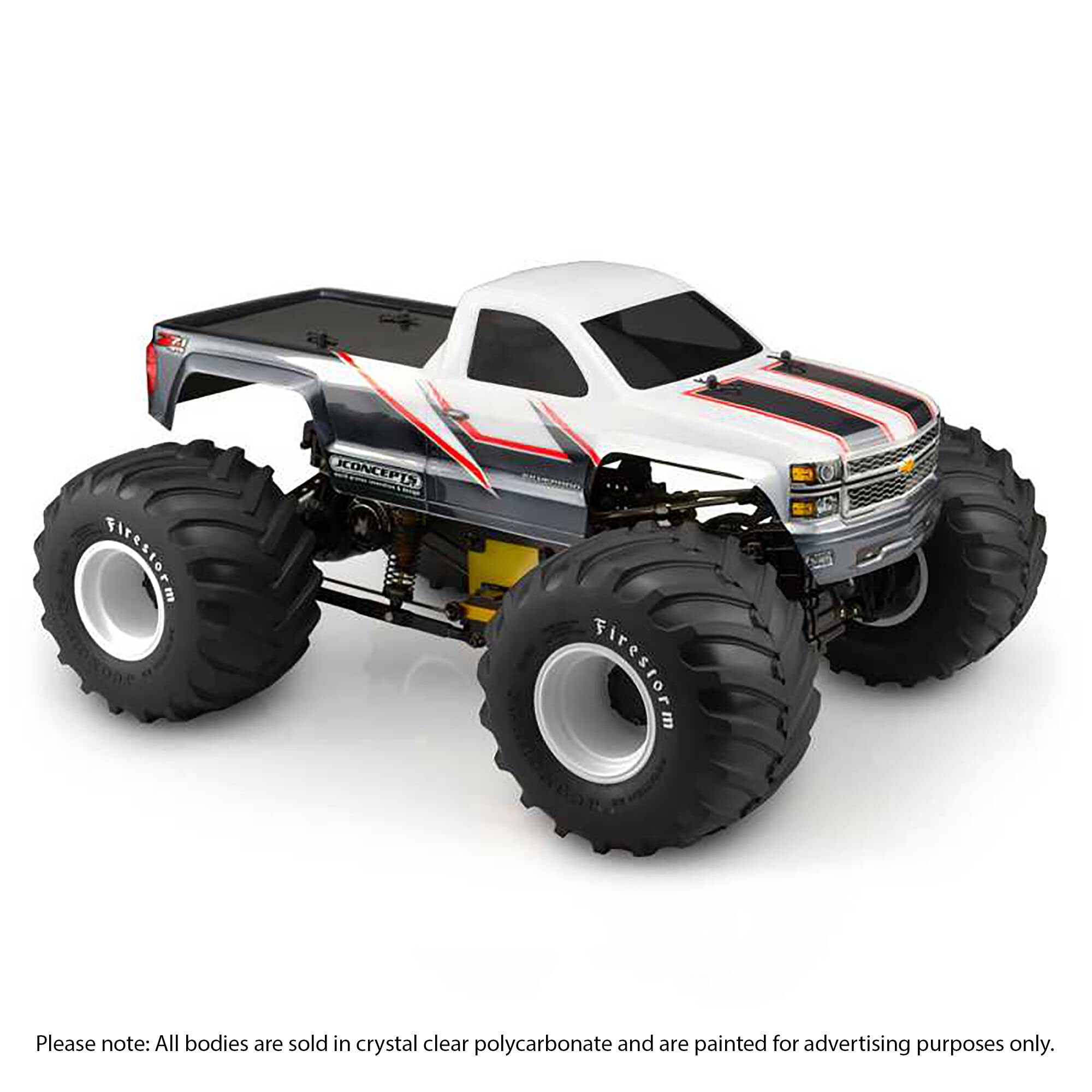 JConcepts, Inc. 1/10 2014 Chevy 1500 Single Cab Monster Truck Clear Body