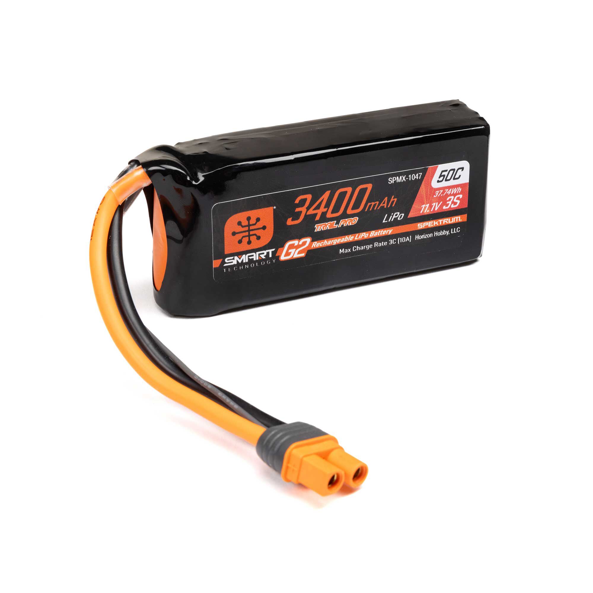 Spektrum Accessories 11.1V 3400mAh 3S 50C Smart G2 Trail Pro LiPo Battery: IC3