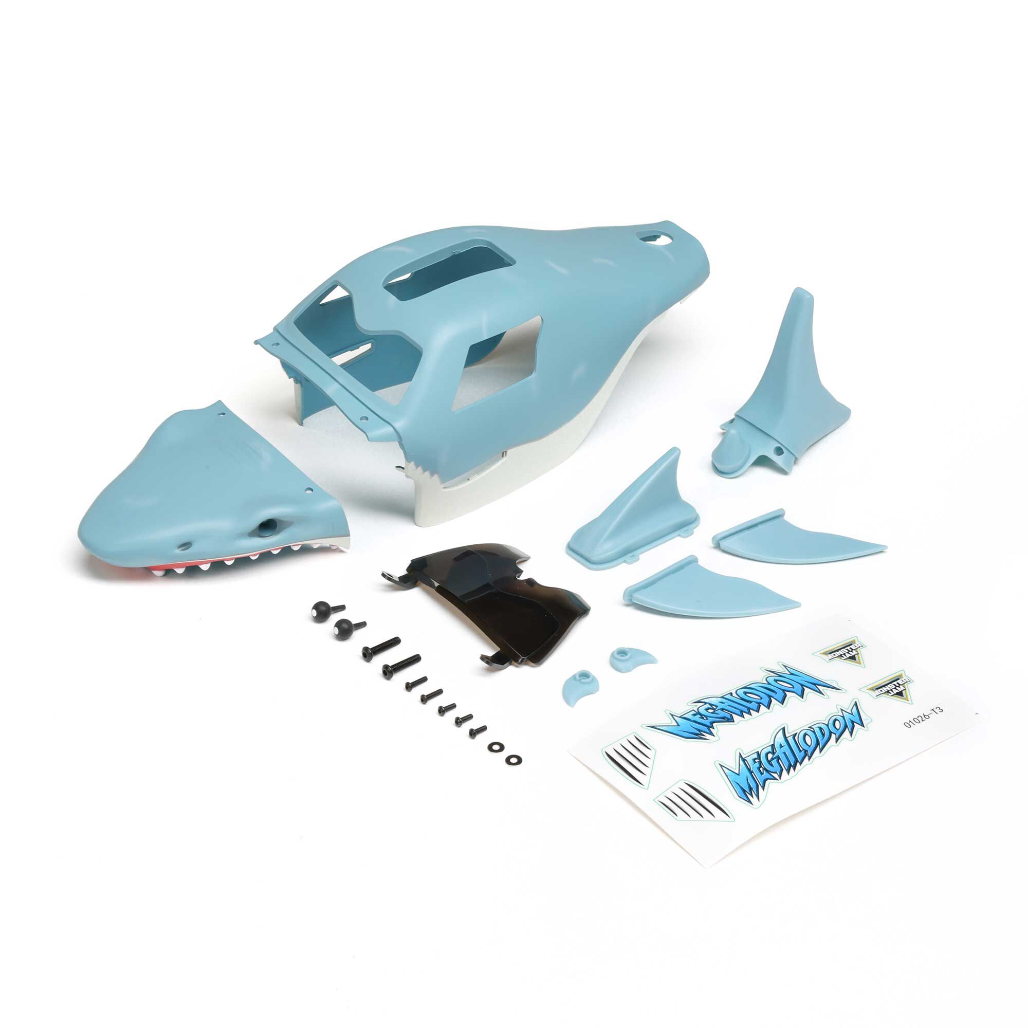 Losi Painted Complete Body Set, Megalodon: Mini LMT