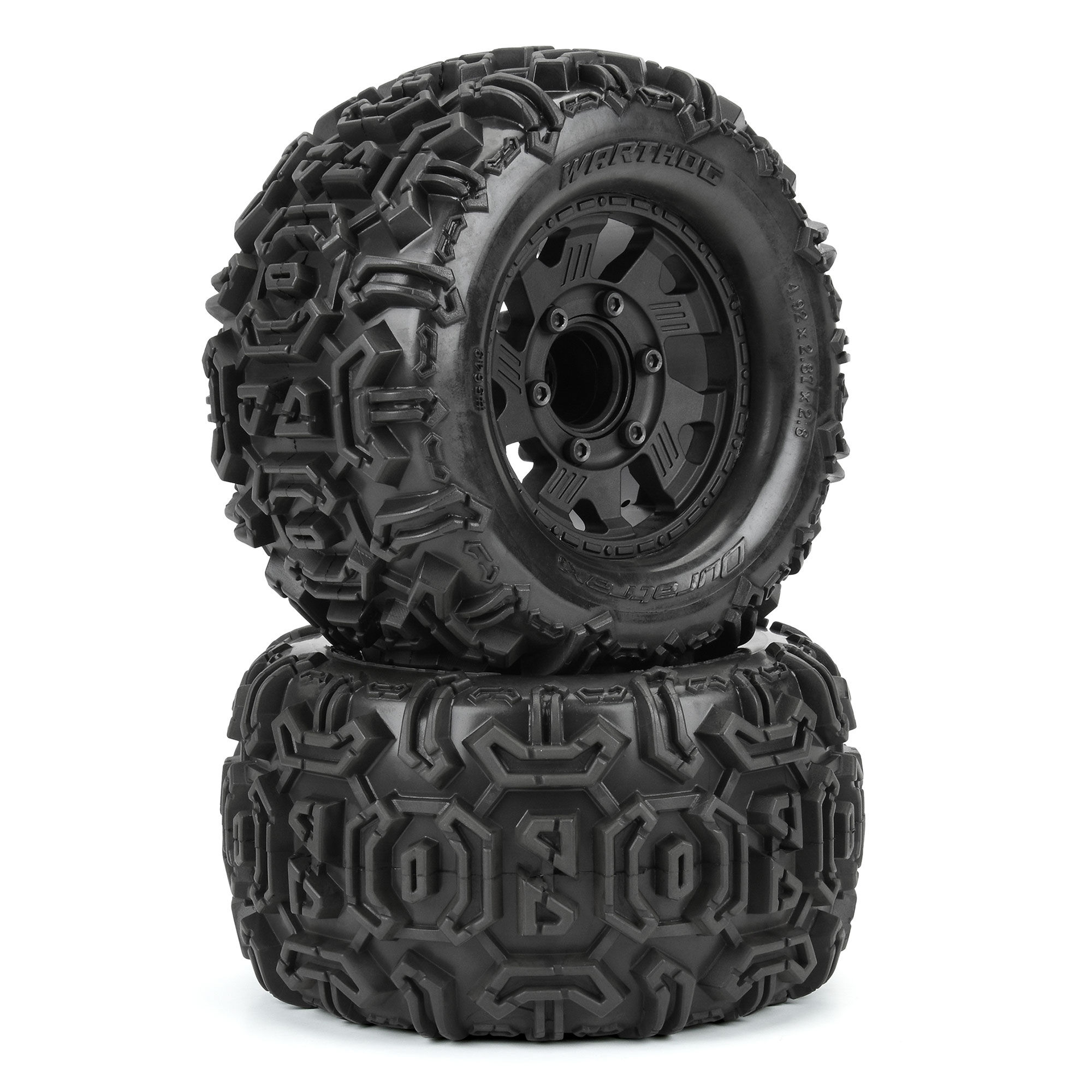 Duratrax 1/10 Warthog F/R 2.8" Monster Truck Tires MTD 12mm Black Ripper (2)